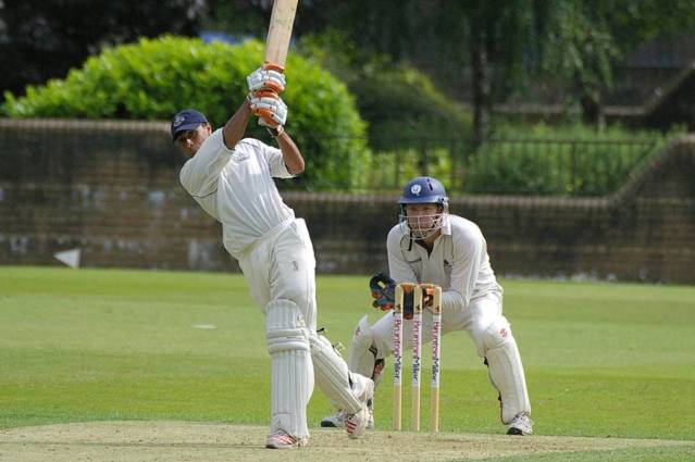 Umair hits a six