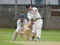 David Johnston about to be bowled